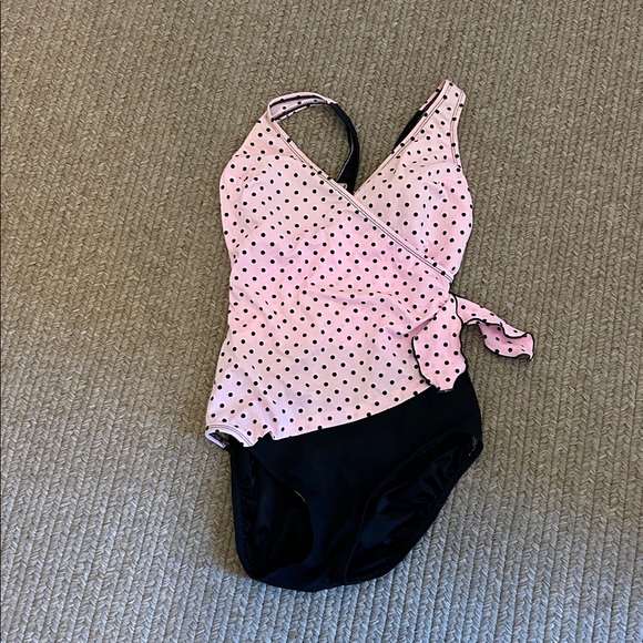 Longitude Other - Longitude pink and black polka dot size 14 bathing suit one piece